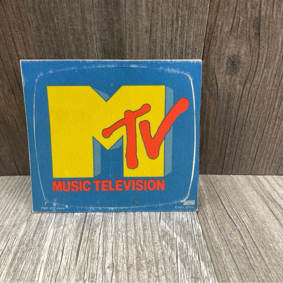 MTV Logo Stereo-ized Vintage 1982 OTTO Satin Cloth Promo RARE Original Sticker - Picture 1 of 9